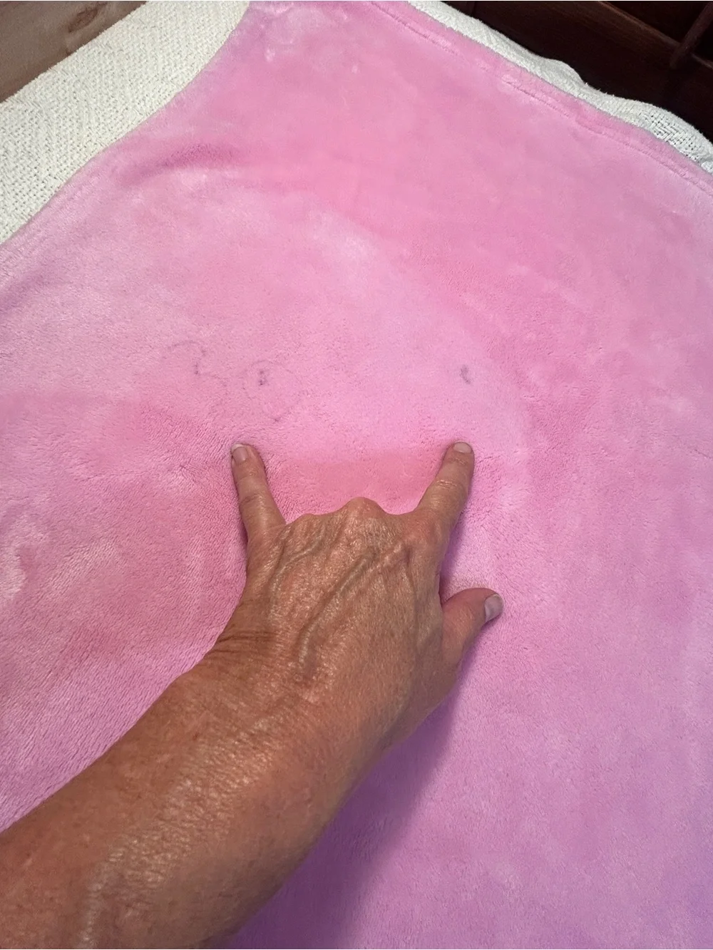 Vtg Pink Baby Blanket with Satin Patch - Thank Heaven for Little Girls